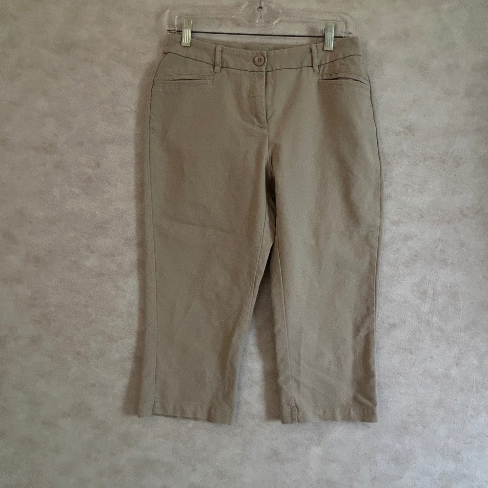 Westbound Womens 4P Khaki Tan Stretch Cotton Capri Cropped Pants RN 58909